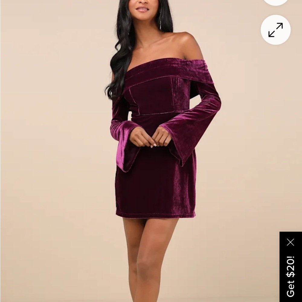 Lulu's Red Velvet Off-Shoulder Bodycon Mini Dress
